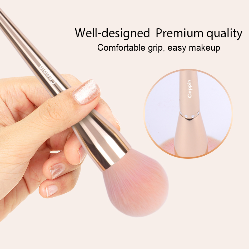 5 Pcs Golden Makeup Brush Luxe Natural Elegance Professional Face Makeup & Foundation Brush Set